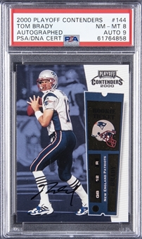 2000 Playoff Contenders #144 Tom Brady Signed Rookie Card - PSA NM-MT 8, PSA/DNA 9 